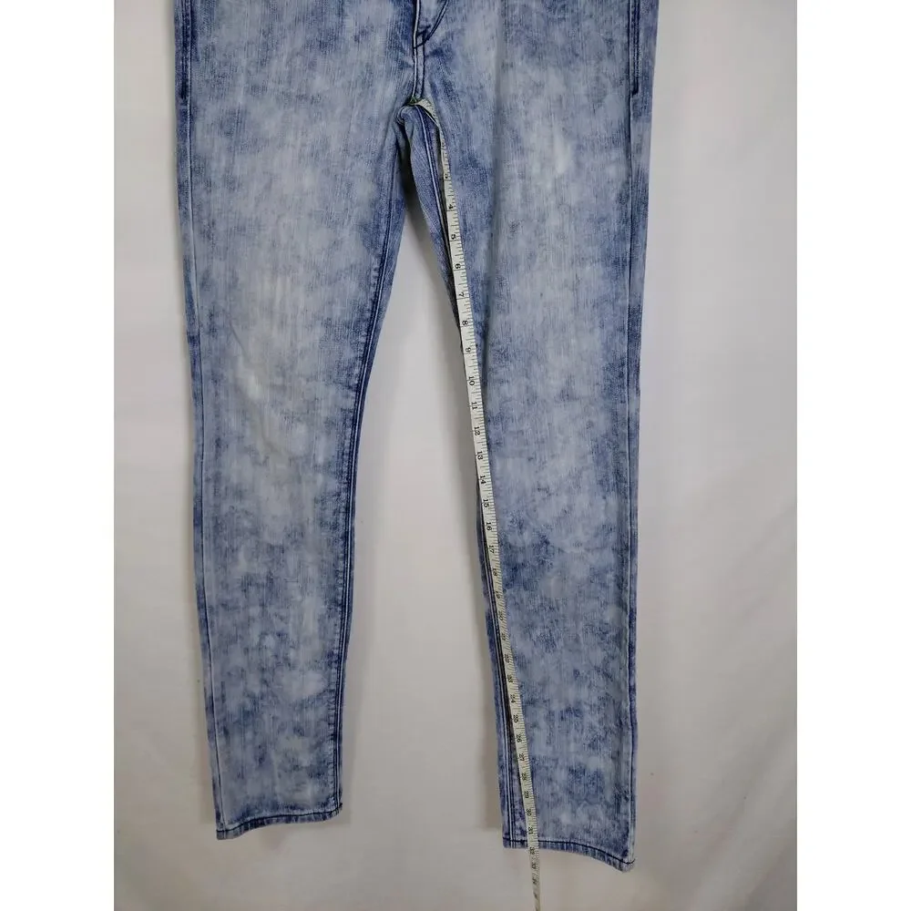 Express Stella Skinny Blue Acid Wash Jeans Solid Denim Women Size 4